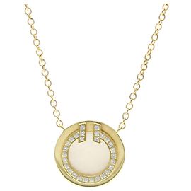 Autre Marque Collana Tiffany T TWO Circle con diamanti Modello Mini D'oro