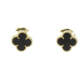 Pendientes Van Cleef & Arpels Sweet Alhambra Onyx Oro Amarillo Dorado