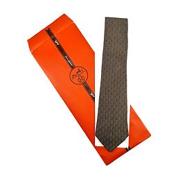 Hermès — Grey Twill Tie, Chains & Links Golden Grey