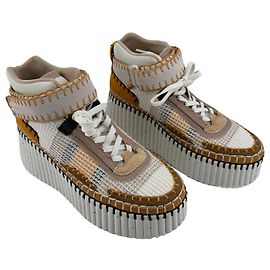 Chloé Nama — Sneakers con zeppa, Taglia 41 Marrone Bianco Beige