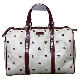 Sac Gucci Boston imprimé cœurs Blanc Rouge Bleu