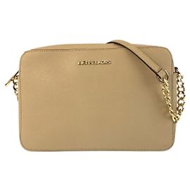 Sac à épaule en cuir Michael Kors Jet Set Beige