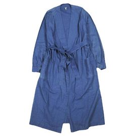 Autre Marque Art de V. Abrigo Robe de Algodón y Lino Azul