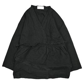 Autre Marque Chaqueta sin cuello Ebonyivory de algodón y nailon Negro