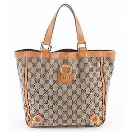Bolsa Tote Gucci GG Canvas Abbey em couro Marrom