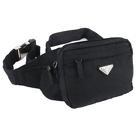 Sac bandoulière Prada Tessuto Nylon avec logo triangle Noir