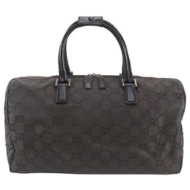 Sac Boston Gucci GG en nylon et cuir Marron