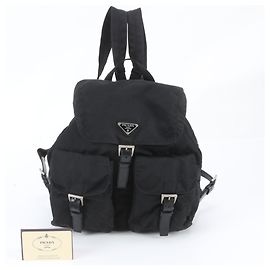 Mochila Prada em nylon Tessuto e couro Preto
