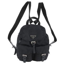 Zaino Prada in nylon Tessuto con logo triangolare in pelle Nero