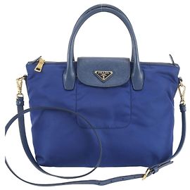 Prada 2-Way Schultertasche aus Tessuto Nylon und Saffiano Leder Blau