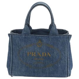 Borsa Tote Prada Canapa Denim Blue Blu navy
