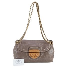 Borsa a tracolla 2-Way con catena in pelle Prada BR4659 Marrone