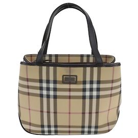 Burberry Nova Check Ledertote Braun