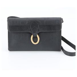 Bolsa de ombro/clutch 2 em 1 em couro com logo Christian Dior Preto