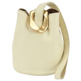 Bottega Veneta Small Drop Leather Handbag Cream Yellow