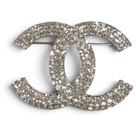 Chanel B16S Coco Mark Strass-Brosche Silber