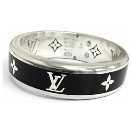 Anel Band Louis Vuitton M1534S Preto Prata