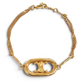 Céline Celine Maillon Triomphe Double Chain Charm Bracelet Golden