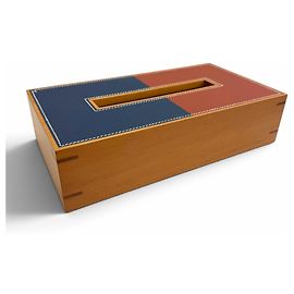 Hermès Hermes Playard PM Tissue Case Braun Marineblau