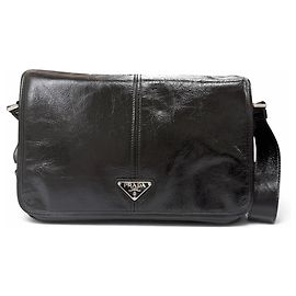 Borsa a tracolla Prada 2VD073 Soft Looks Leather con logo triangolare Nero