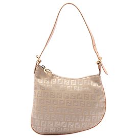 Borsa a tracolla Fendi Beige Zucchino Canvas Oyster Beige