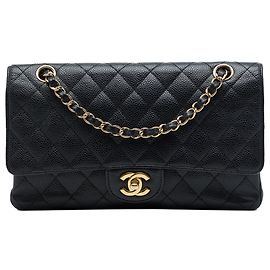 Chanel Black Medium Classic Caviar Double Flap Nero