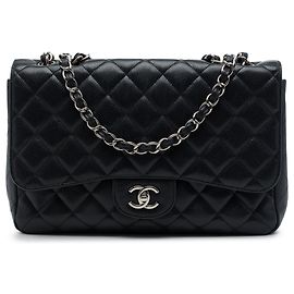 Chanel Black Jumbo Classic Caviar Single Flap Noir