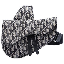 Dior Saddle Crossbody aus blauer Oblique Canvas Blau Marineblau