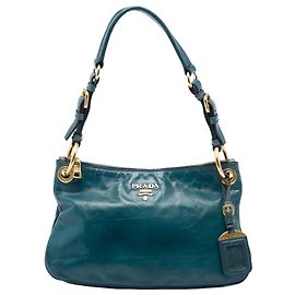 Sac à épaule Prada Blue Vitello Shine Bleu Autre
