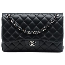 Chanel Black Jumbo Classic Lambskin Double Flap Nero
