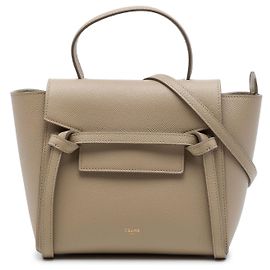 Céline Bolso cinturón Celine Nano de piel de ternera granulada Beige Beige