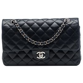 Chanel Black Medium Classic Lambskin Double Flap Black