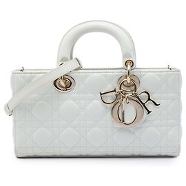 Dior White Medium Lambskin Cannage Lady D Joy Bianco
