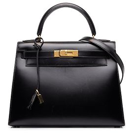 Hermès Black Box Calf Kelly Sellier 28 Preto