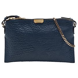 Burberry Blue Small Grain Check Embossed Leather Chichester Crossbody Blue Navy blue