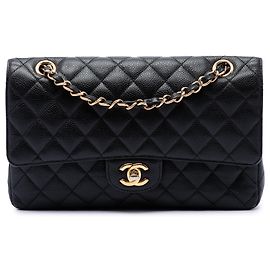 Chanel Black Medium Classic Caviar Double Flap Noir