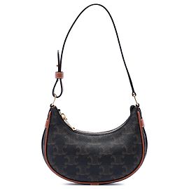 Céline Bolsa de Ombro Celine Brown Mini Triomphe Coated Canvas Ava Marrom Castanho escuro