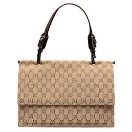 Sac à main à rabat Gucci en toile GG beige Beige