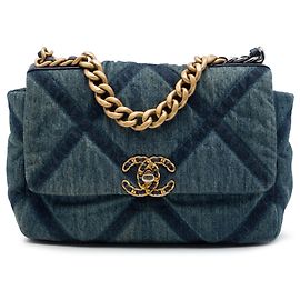 Chanel Blue Medium Denim 19 Flap Bleu Autre