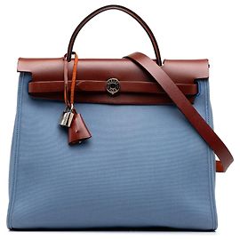 Hermès Blue Toile Herbag Zip 31 Azul