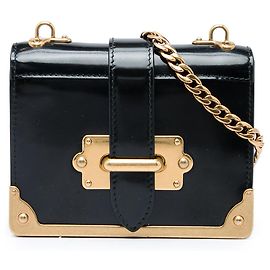 Prada Sac bandoulière Cahier en cuir Spazzolato noir micro Noir