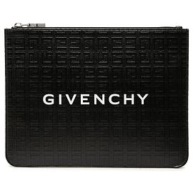 Givenchy Black 4G Embossed Coated Canvas Flat Pouch Black
