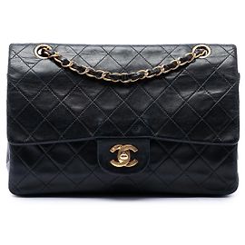 Chanel Black Medium Classic Lambskin Double Flap Noir