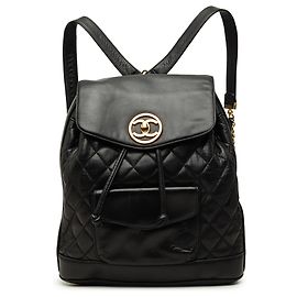 Chanel Large CC gesteppter Lammleder Rucksack schwarz mit Kordelzug Schwarz