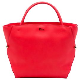 Sac Diorbar Tote Dior en cuir de veau lisse rouge taille Medium Rouge