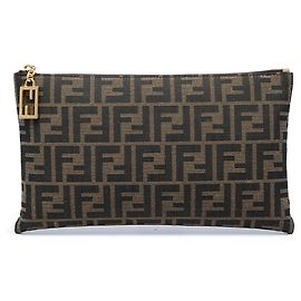 Pouch Baguette Fendi Brown Medium FF Jacquard Flat Baguette Pouch Marrone