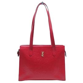 VINTAGE YVES SAINT LAURENT ARABESQUE HANDBAG IN RED GRAINED LEATHER PURSE Red