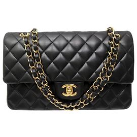 BORSA A MANO CHANEL CLASSIQUE 11.12 TIMELESS MEDIUM PELLE NERA TRACOLLA Nero