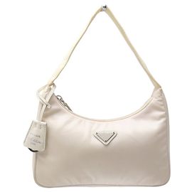 PRADA 1NE515 MINI RE-EDITION 2000 NYLON WHITE BAGUETTE BAG White