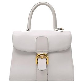 VINTAGE DELVAUX BRILLANT MM HANDBAG IN WHITE LEATHER White